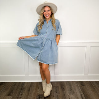 The Best of Me Cotton Blend Short Sleeve Denim Avery Mae Dress