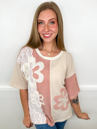 Suddenly Beautiful Knit Short Sleeve Pink Avery Mae Top