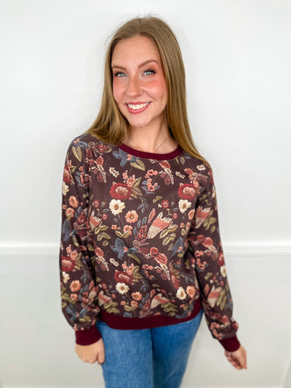 Growing Gracefully Cotton Blend Long Sleeve Wine Red Avery Mae Top