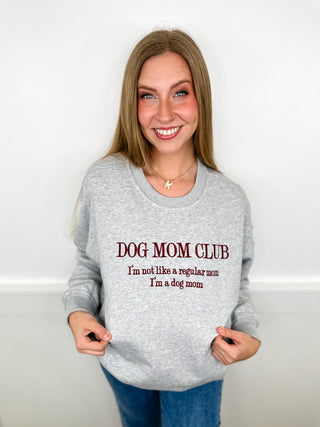 Dog Mom Club Cotton Blend Long Sleeve Grey Avery Mae Graphic Crewneck Sweatshirt
