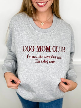 Dog Mom Club Cotton Blend Long Sleeve Grey Avery Mae Graphic Crewneck Sweatshirt