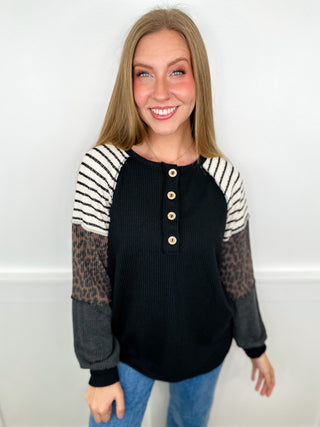 See For Yourself Ribbed Long Sleeve Black Avery Mae Top