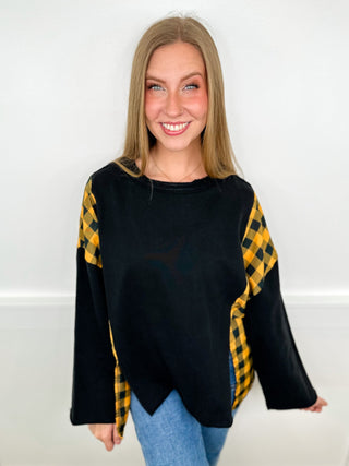 Pumpkin Season Cotton Long Sleeve Black Avery Mae Top