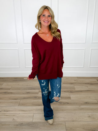 Zenana Basic Tempted By it Knit Long Sleeve Sweater Top - Multiple Colors