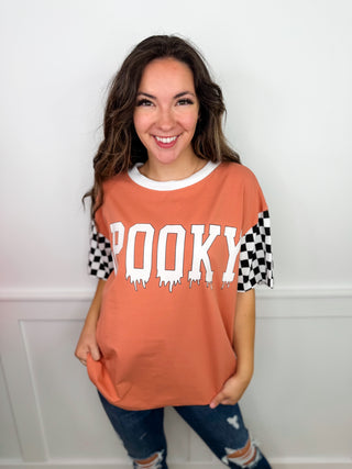 Ampersand Avenue Spooky Times Short Sleeve Orange Graphic Top