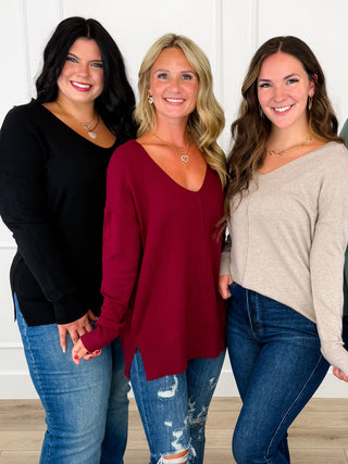 Zenana Basic Tempted By it Knit Long Sleeve Sweater Top - Multiple Colors