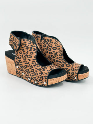 Corkys Main Character Energy Faux Suede Leopard Wedges