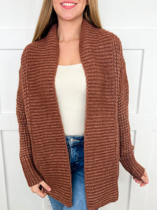 All About Cozy Knit Long Sleeve Rust Avery Mae Cardigan