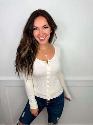 Hem & Thread On Some Level Long Sleeve Mom Cropped Button Up Top - 3 colors!