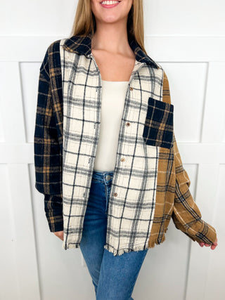 Stay Awhile Flannel Long Sleeve Navy Avery Mae Shacket
