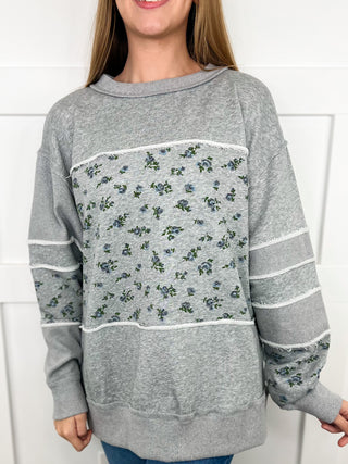 White Birch Fit Check Cotton Blend Long Sleeve Grey Top