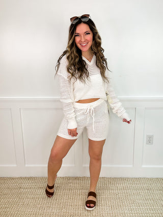 Mono B Having Dreams High-Rise Cotton Blend White Shorts