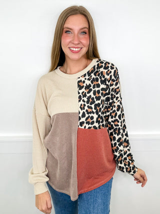 Chasing Emotions Ribbed Long Sleeve Color Blocked Avery Mae Top - 2 colors!