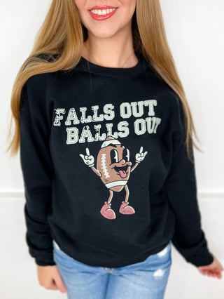 Falls Out Cotton Blend Long Sleeve Black Avery Mae Graphic Crewneck Sweatshirt