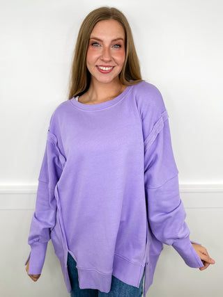 Hazy Dreams Cotton Blend Long Sleeve Purple Avery Mae Top