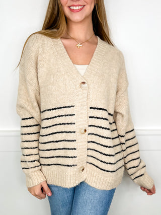 Sew In Love Must Have Heard Knit Long Sleeve Oat Button Up Cardigan