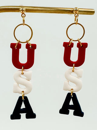 Sweet Land of Liberty Clay Drop Earrings