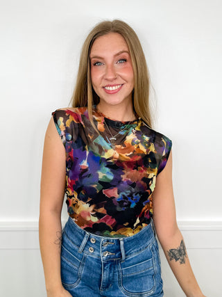 Sew in Love Floral Flair Sheer Mesh Short Sleeve Top - 3 colors!