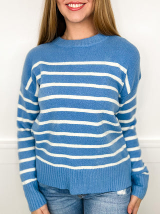 I Must Go Knit Long Sleeve Blue Avery Mae Sweater Top