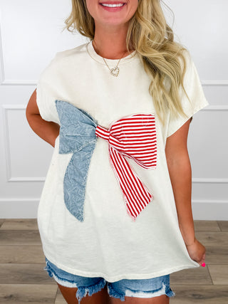 Down to Party Cotton Short Sleeve Oat Avery Mae Top