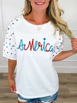 America the Great Short Sleeve White Avery Mae Top
