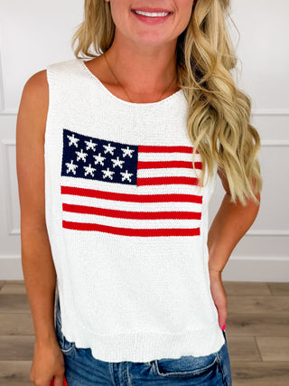American Dream Knit White Avery Mae Tank Top