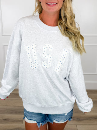 Home of the Brave Heathered Knit Long Sleeve Avery Mae Top