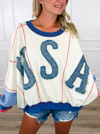 Liberty & Justice For All Long Sleeve Sand Avery Mae Top