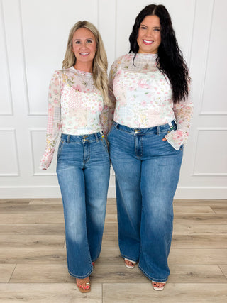 Judy Blue Bristol High-Rise Trouser Column Jeans - Medium Wash (Multiple Inseams, Double Button, Non-Distressed)