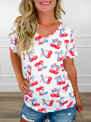 Living in This Moment Rayon Blend Short Sleeve White Avery Mae Top