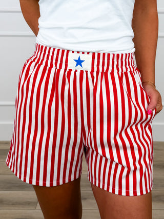 Ampersand Avenue American Dreamin' High-Rise Striped Boxer Shorts