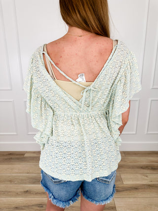 Try it Out Cotton Blend Short Sleeve Green Avery Mae Top