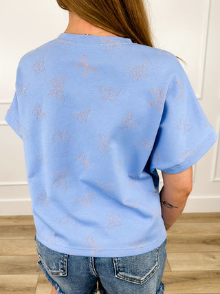 Keep You With Me Rayon Blend Short Sleeve Blue Avery Mae Top