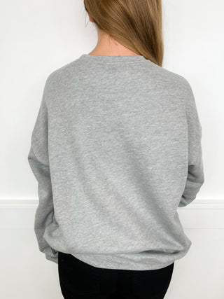 Two Game Day Gear Cotton Blend Long Sleeve Grey Avery Mae Graphic Crewneck Sweatshirt - 10 options!