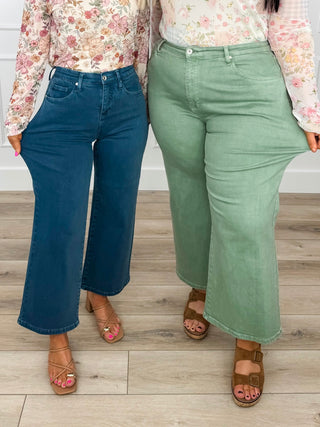 Saige Carla Tummy Control High-Rise Wide Leg Cropped Jeans - 4 colors!