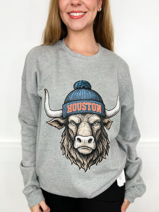 Two Game Day Gear Cotton Blend Long Sleeve Grey Avery Mae Graphic Crewneck Sweatshirt - 10 options!