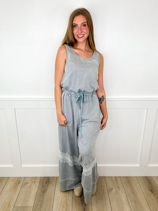 Simply Stunning Cotton Blend Blue Avery Mae Jumpsuit