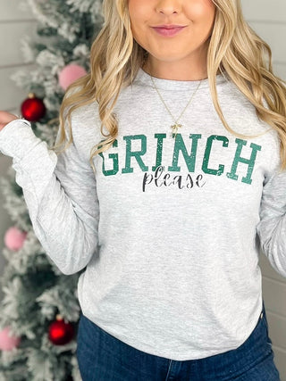 Please G Cotton Blend Long Sleeve Grey Avery Mae Graphic Tee Shirt