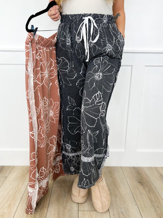 Ready to Grow High Rise Ribbed Wide Leg Avery Mae Bottoms - 2 colors!