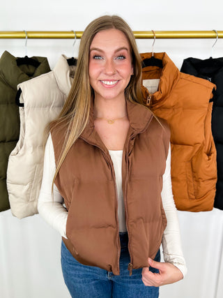 Living in Style Avery Mae Cropped Puffer Vest - 5 colors!