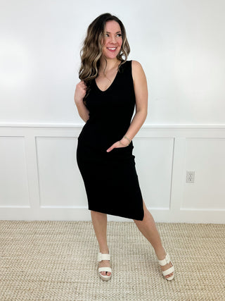 White Birch Finding a New Me Knit Black Dress