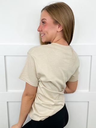 Oat cotton short-sleeve graphic tee, back view