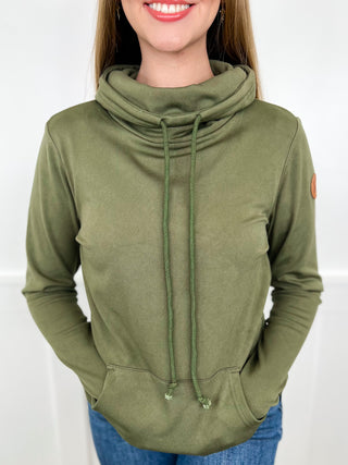 I'd Go Anywhere Long Sleeve Olive Green Avery Mae Sweatshirt