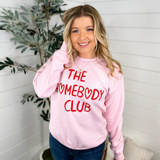 The Homebody Club Cotton Blend Long Sleeve Pink Avery Mae Graphic Crewneck Sweatshirt