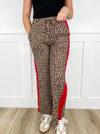 Untamed Comfort High Rise Ribbed Wide Leg Leopard Avery Mae Bottoms - 2 colors!