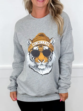 One Game Day Gear Cotton Blend Long Sleeve Grey Avery Mae Graphic Crewneck Sweatshirt - 13 options!