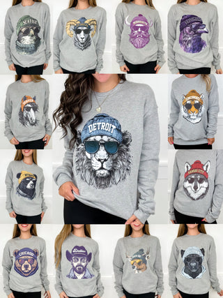 One Game Day Gear Cotton Blend Long Sleeve Grey Avery Mae Graphic Crewneck Sweatshirt - 13 options!