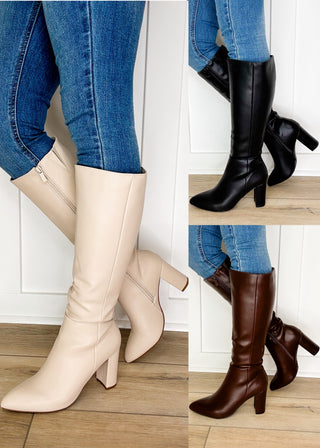 High Class Walking Faux Leather Tall Boots - 3 colors!