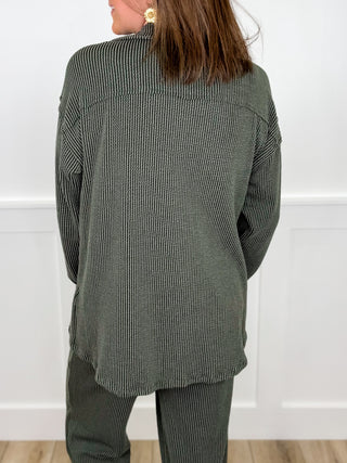 The Moment is Now Ribbed Long Sleeve Avery Mae Button Up Top - 3 colors!