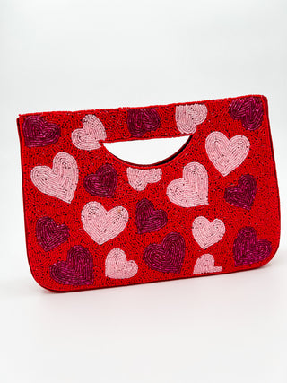 Full of Love Red Beaded Handbag